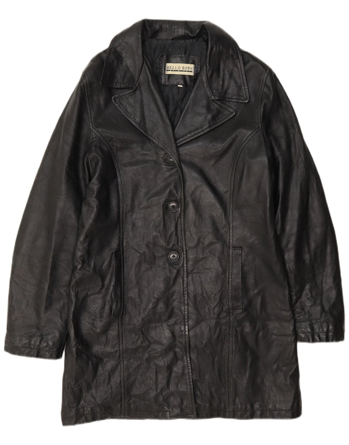 Bello Boys Womens Leather Coat UK 14 Large Black