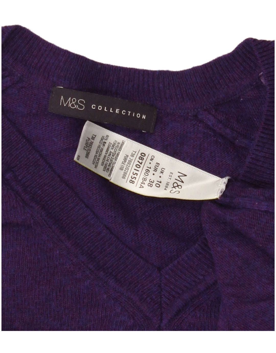 MARKS & SPENCER Womens Oversized V-Neck Jumper Sweater UK 10 Small Purple