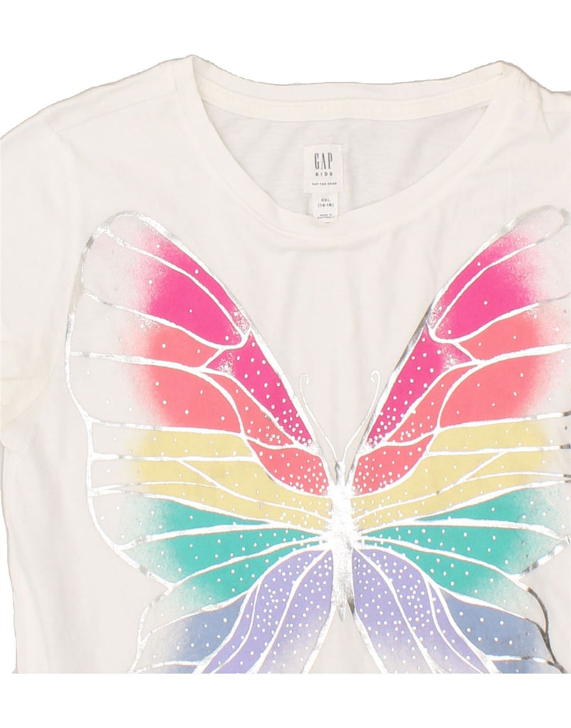 GAP Girls Graphic T-Shirt Top 14-15 Years 2XL White Cotton Butterfly | Vintage Gap | Thrift | Second-Hand Gap | Used Clothing | Messina Hembry 