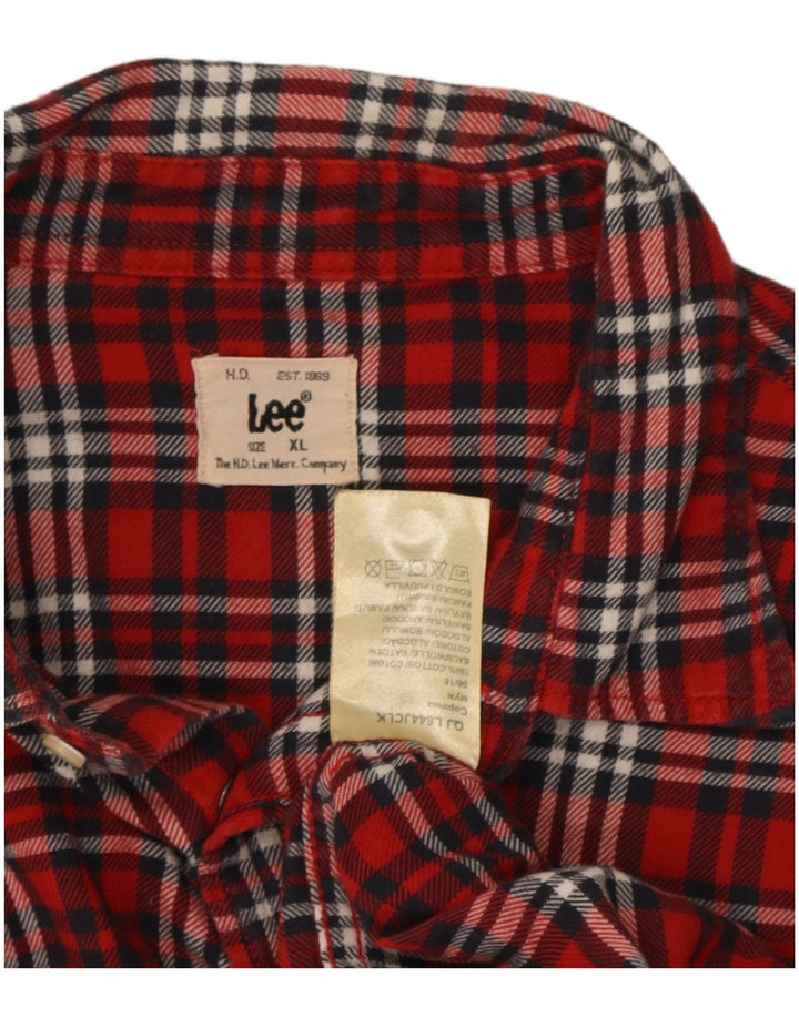 Lee Mens Flannel Shirt XL Red Check Cotton