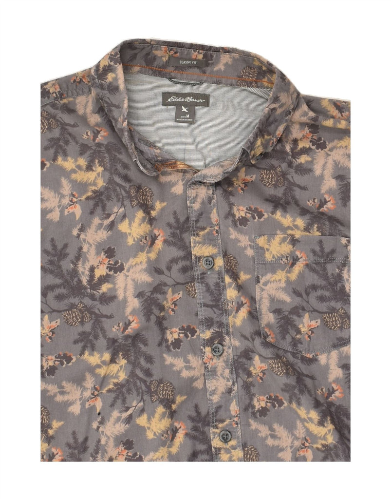 EDDIE BAUER Mens Classic Fit Short Sleeve Shirt Medium Grey Floral Cotton | Vintage Eddie Bauer | Thrift | Second-Hand Eddie Bauer | Used Clothing | Messina Hembry 