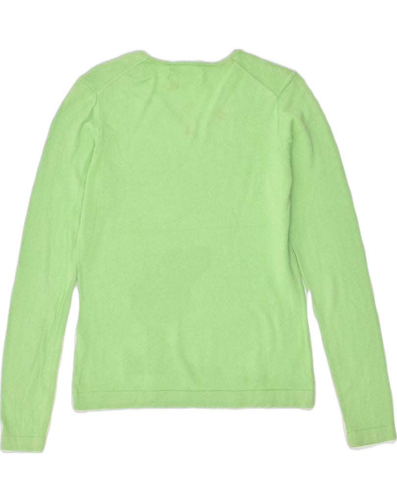 TOMMY HILFIGER Womens V-Neck Jumper Sweater UK 12 Medium Green Cotton | Vintage Tommy Hilfiger | Thrift | Second-Hand Tommy Hilfiger | Used Clothing | Messina Hembry 