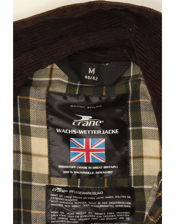 Crane Mens Waxed Cotton Jacket UK 38 Medium Green Cotton