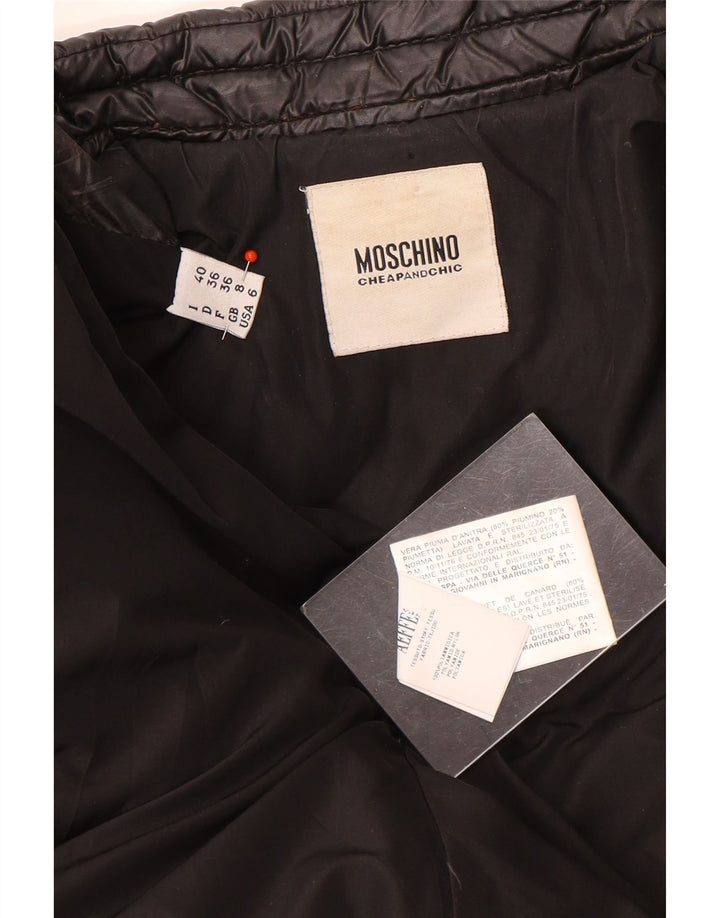 Moschino Womens Double Breasted Padded Coat UK 8 Small Black Polyamide