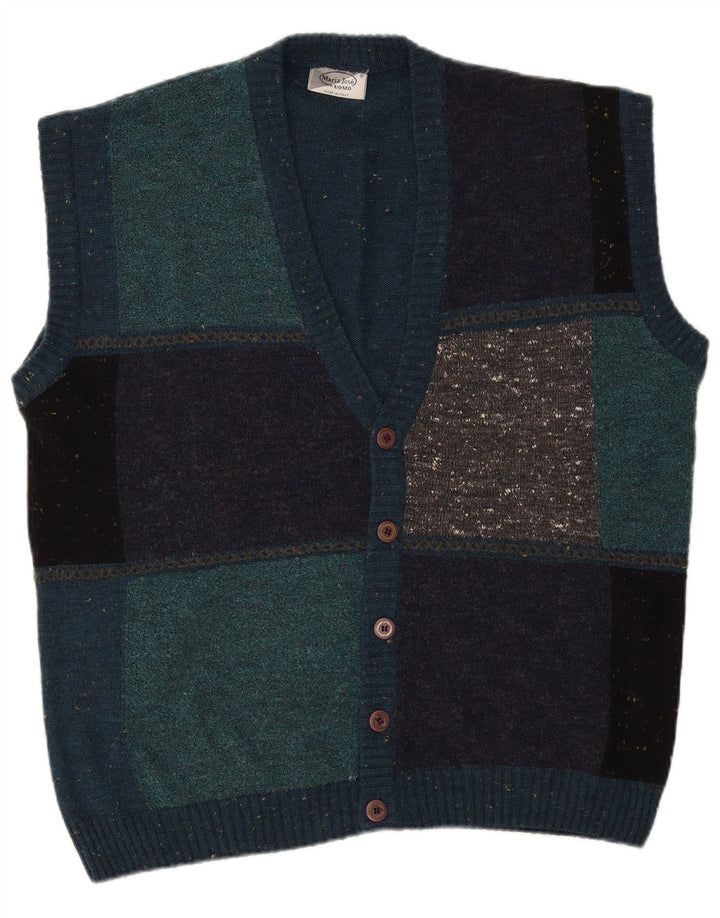 Maria Jose Mens Sleeveless Cardigan Sweater Large Multicoloured Flecked