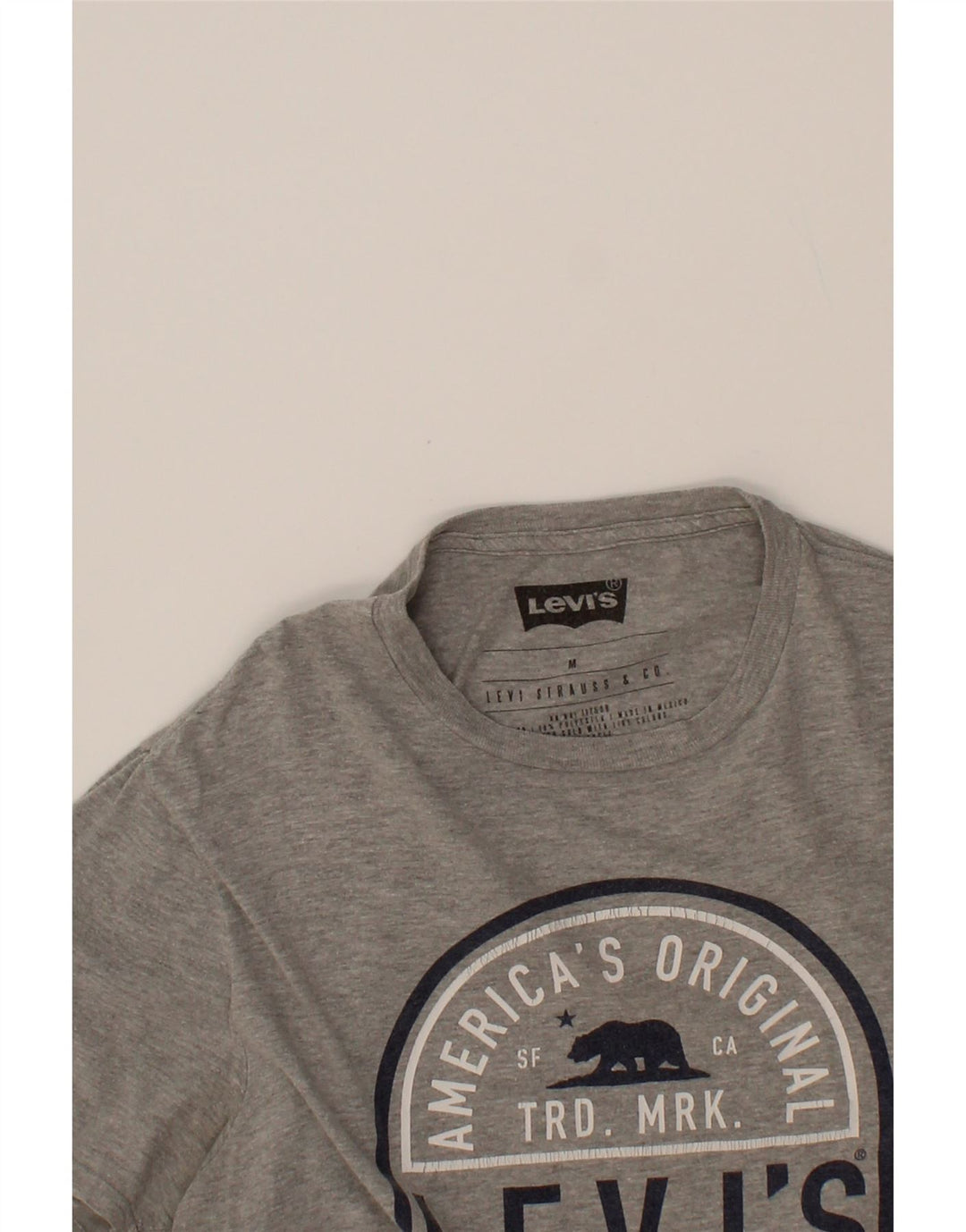 LEVI'S Womens Graphic T-Shirt Top UK 14 Medium Grey Cotton Vintage Levi's and Second-Hand Levi's from Messina Hembry 