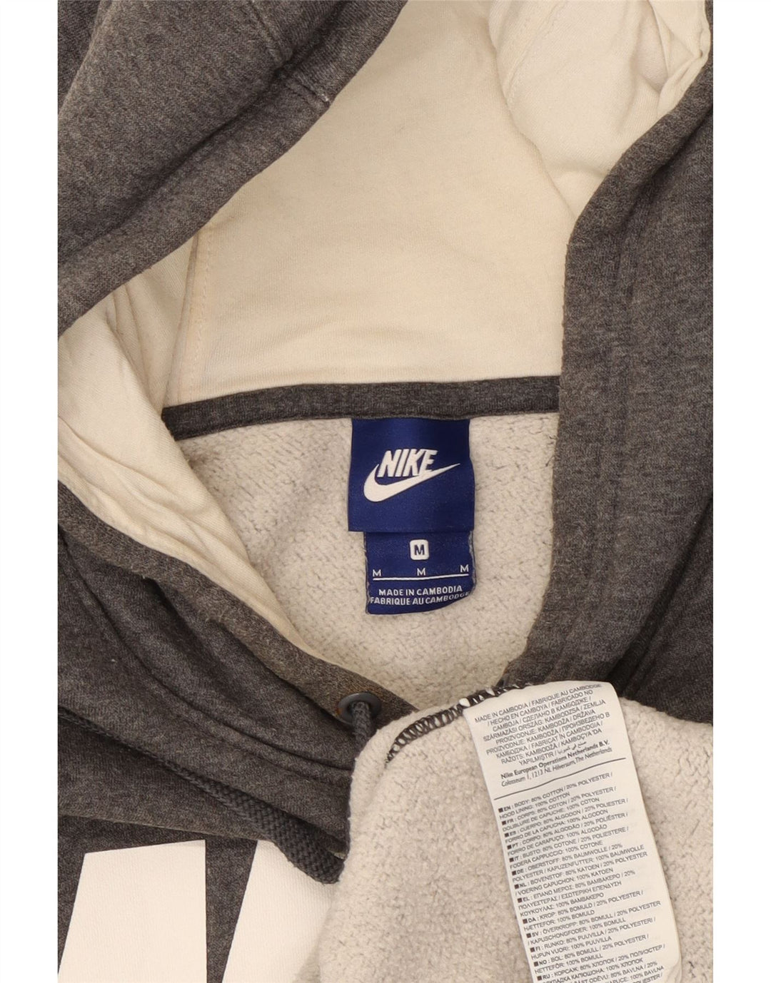 Nike Mens Graphic Hoodie Jumper Medium Grey Cotton
