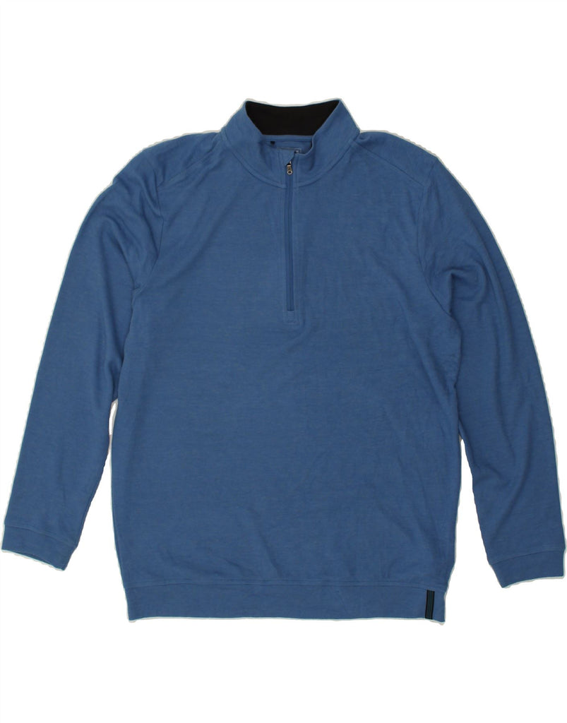 ADIDAS Mens Zip Neck Sweatshirt Jumper Large Blue Polyester | Vintage Adidas | Thrift | Second-Hand Adidas | Used Clothing | Messina Hembry 
