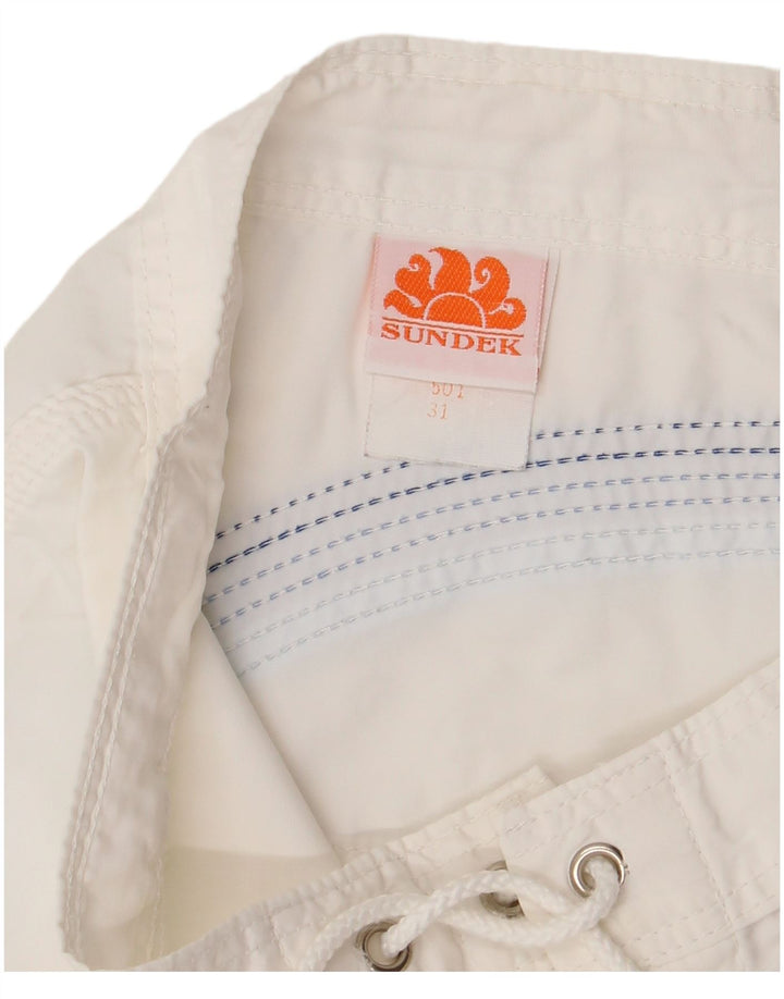 SUNDEK Mens Swimming Shorts Medium White Striped Nylon