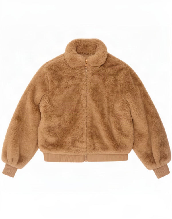 Zara Girls Teddy Bear Bomber Jacket 9-10 Years Beige Polyester