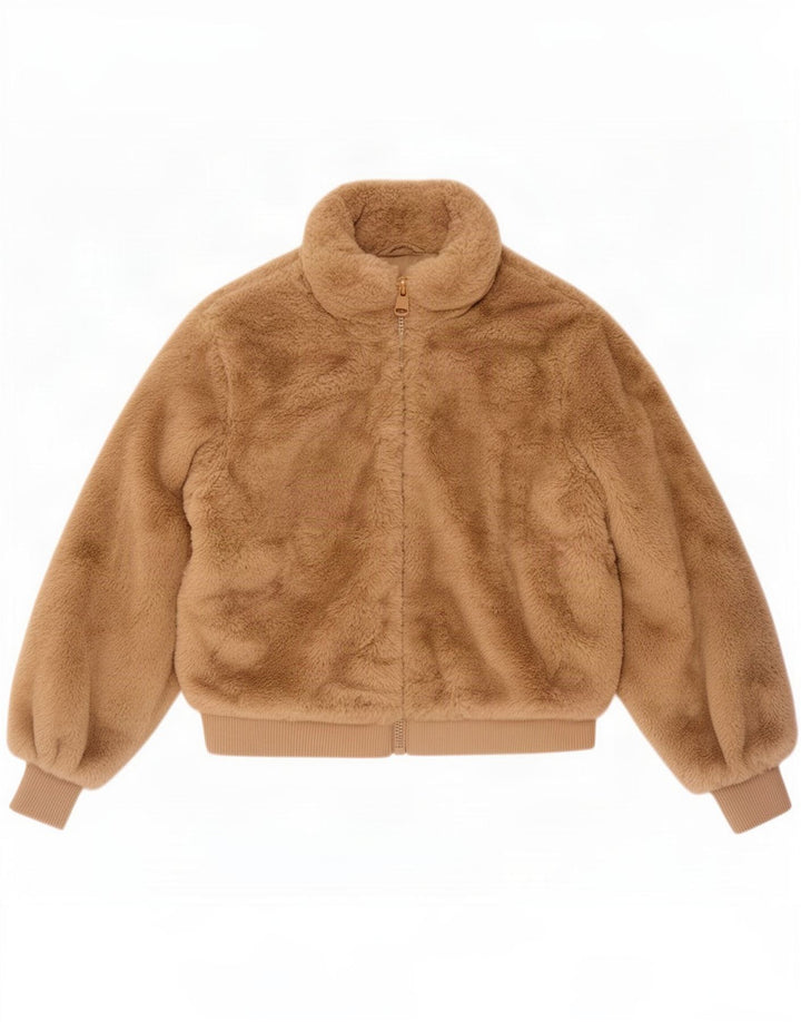 Zara Girls Teddy Bear Bomber Jacket 9-10 Years Beige Polyester