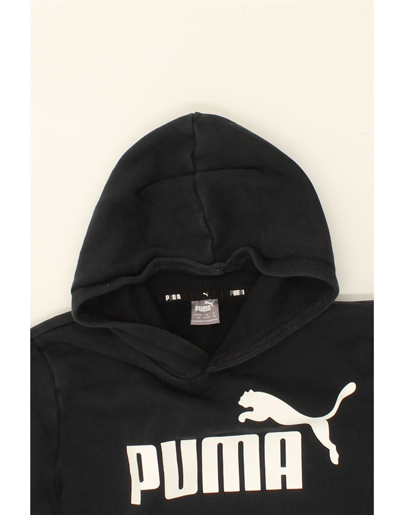 PUMA Boys Graphic Hoodie Jumper 11-12 Years Black Cotton | Vintage Puma | Thrift | Second-Hand Puma | Used Clothing | Messina Hembry 