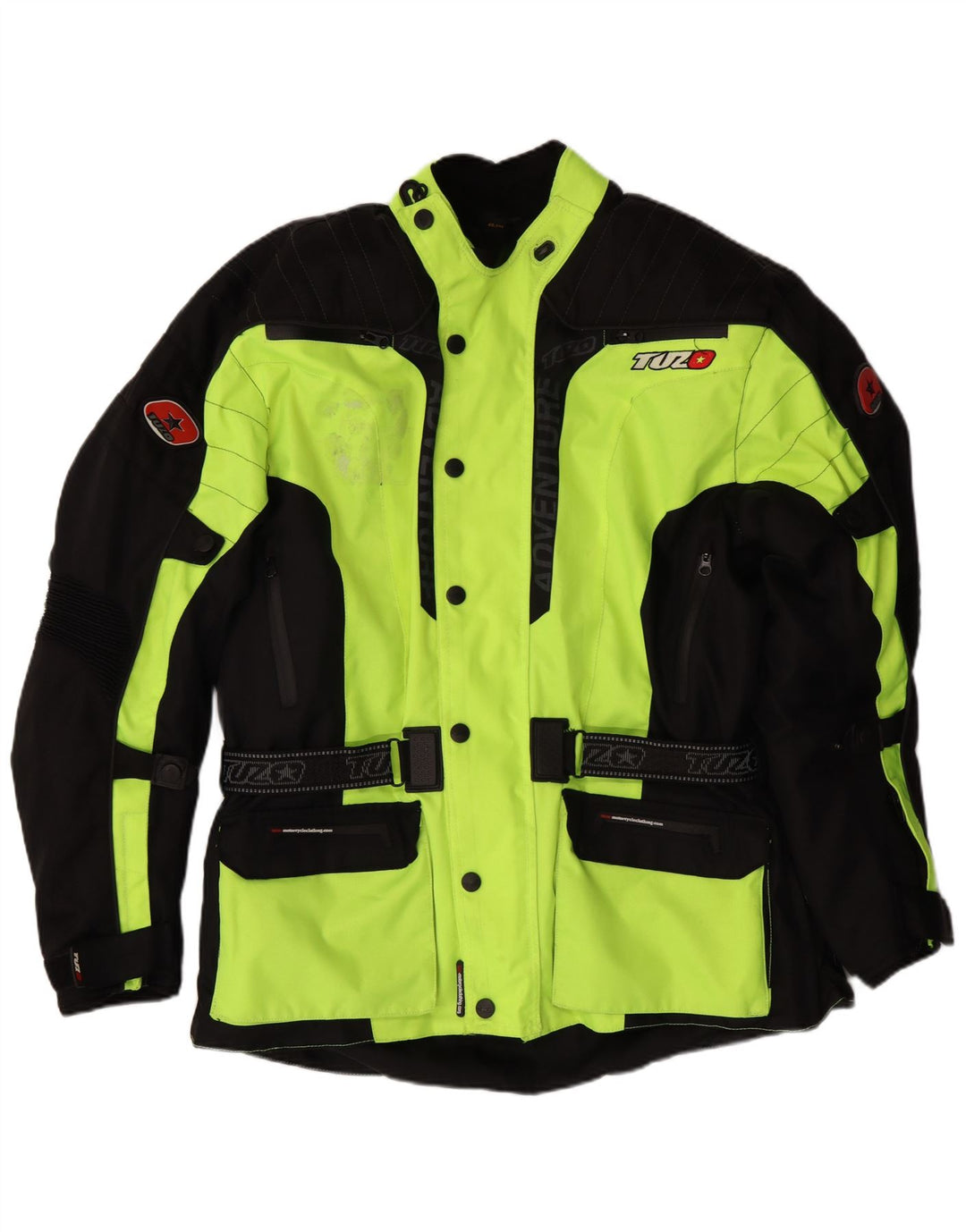 VINTAGE Mens Graphic Moto Racer Bomber Jacket UK 44 2XL Green Colourblock