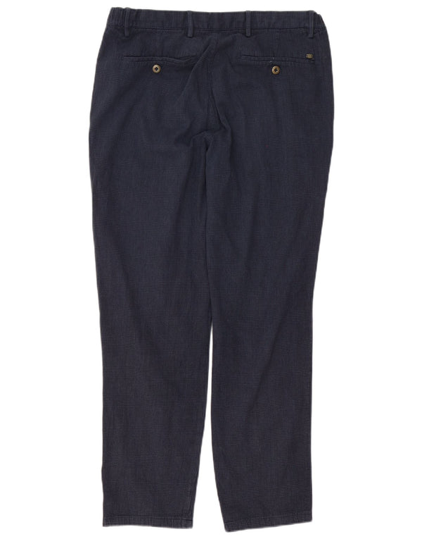 Massimo Dutti Mens Slim Chino Trousers EU 42 Large W32 L28 Navy Blue Check