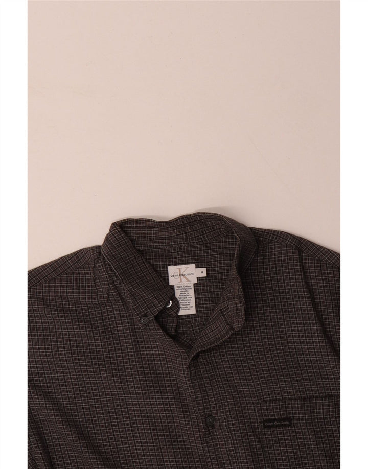 CALVIN KLEIN JEANS Mens Shirt Medium Grey Gingham Cotton
