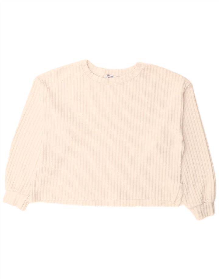 Zara Womens Oversized Crew Neck Jumper Sweater UK 14 Medium White