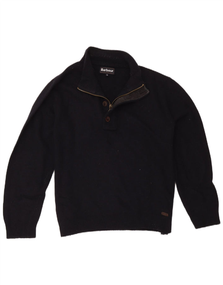 Barbour Mens Zip Neck Jumper Sweater XL Navy Blue