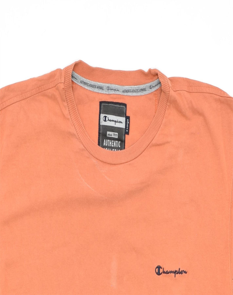 CHAMPION Mens T-Shirt XL Orange Cotton | Vintage | Thrift | Second-Hand | Used Clothing | Messina Hembry 