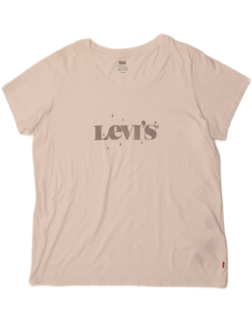 LEVI'S Womens Graphic T-Shirt Top UK 18 XL Off White Cotton Vintage Levi's and Second-Hand Levi's from Messina Hembry 