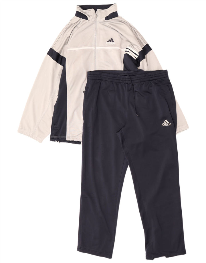 Adidas Mens Full Tracksuit UK 38/40 Medium  Grey Colourblock Polyester