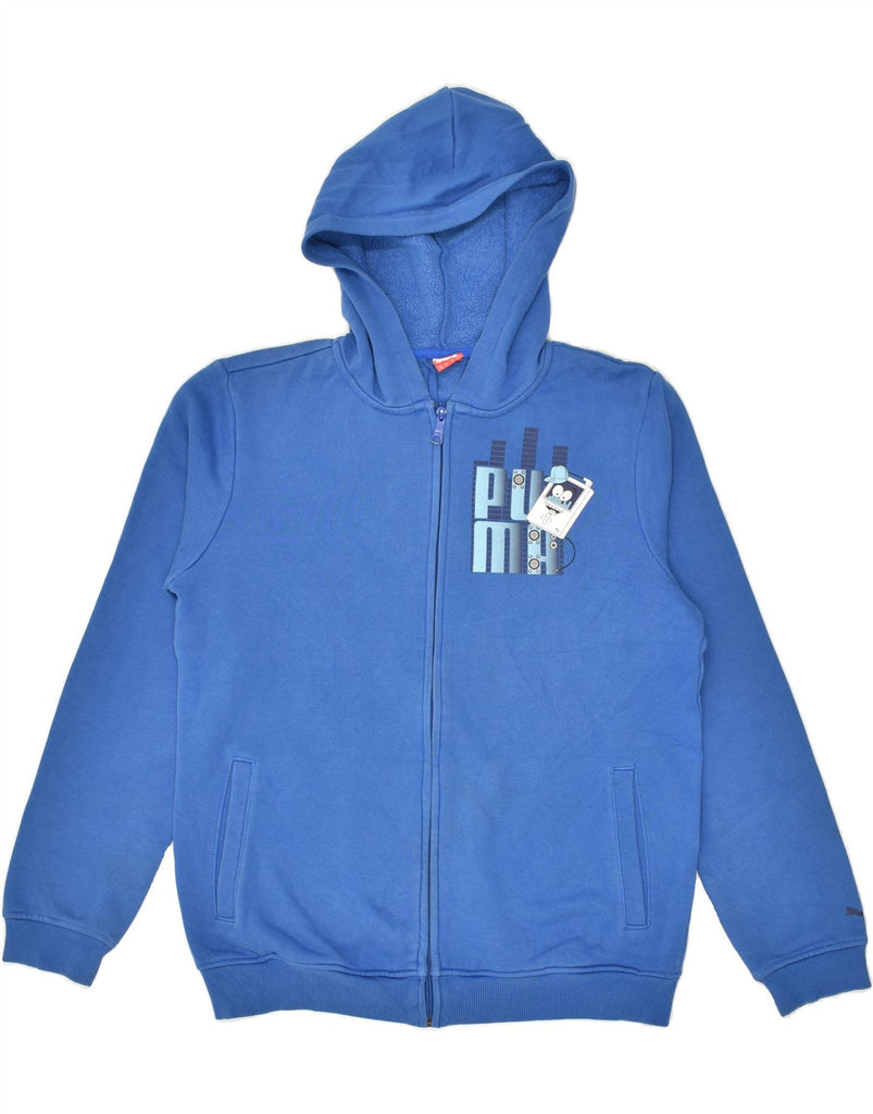 PUMA Boys Graphic Zip Hoodie Sweater 15-16 Years 2XL Blue Cotton | Vintage Puma | Thrift | Second-Hand Puma | Used Clothing | Messina Hembry 