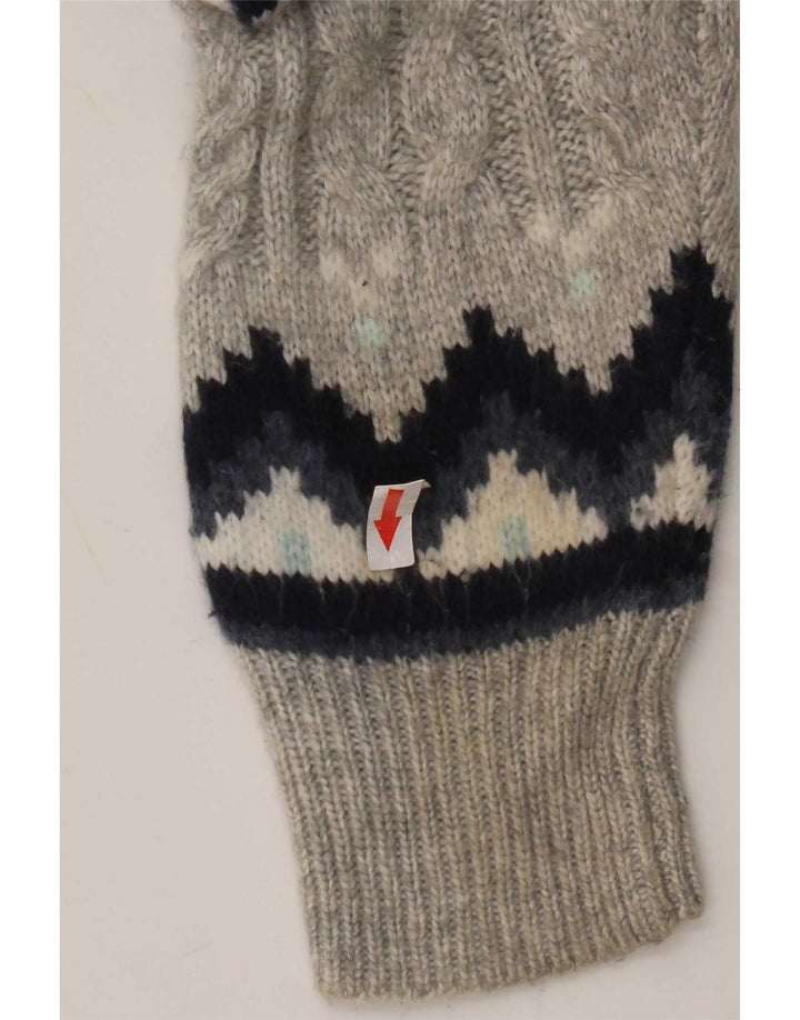 Marks & Spencer Womens Cardigan Sweater UK 14 Medium Grey Fair Isle