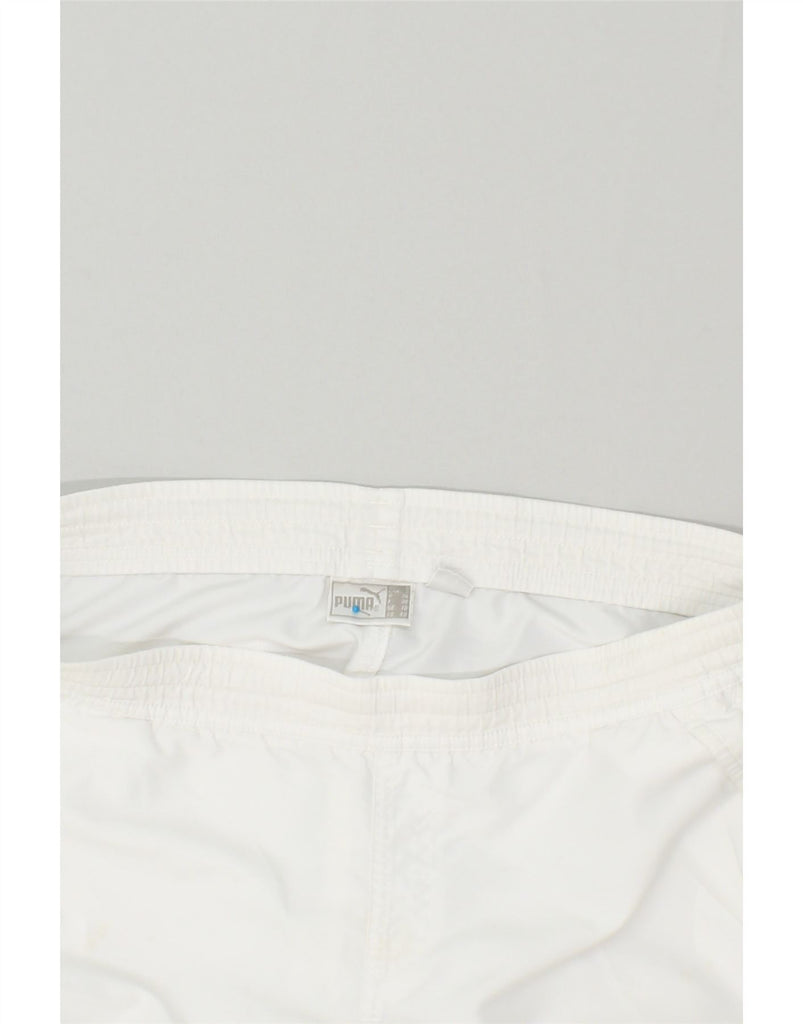 PUMA Womens Capri Tracksuit Trousers UK 10 Small White Polyester | Vintage Puma | Thrift | Second-Hand Puma | Used Clothing | Messina Hembry 