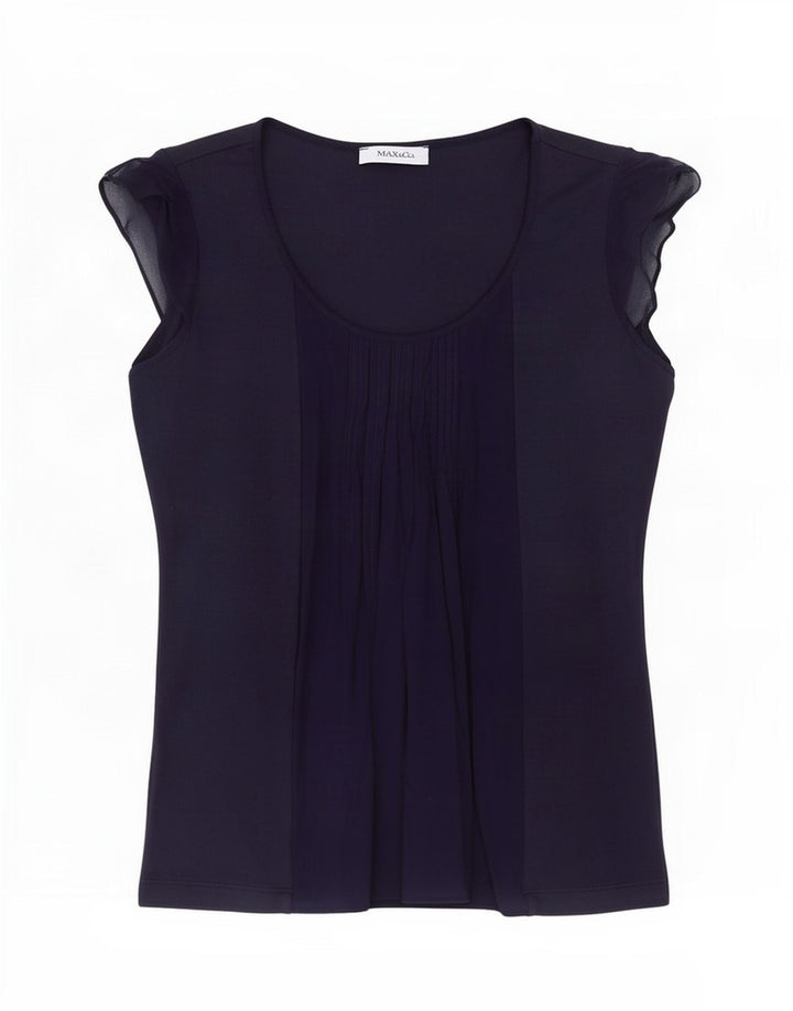 Max & Co. Womens Blouse Top UK 12 Medium Navy Blue