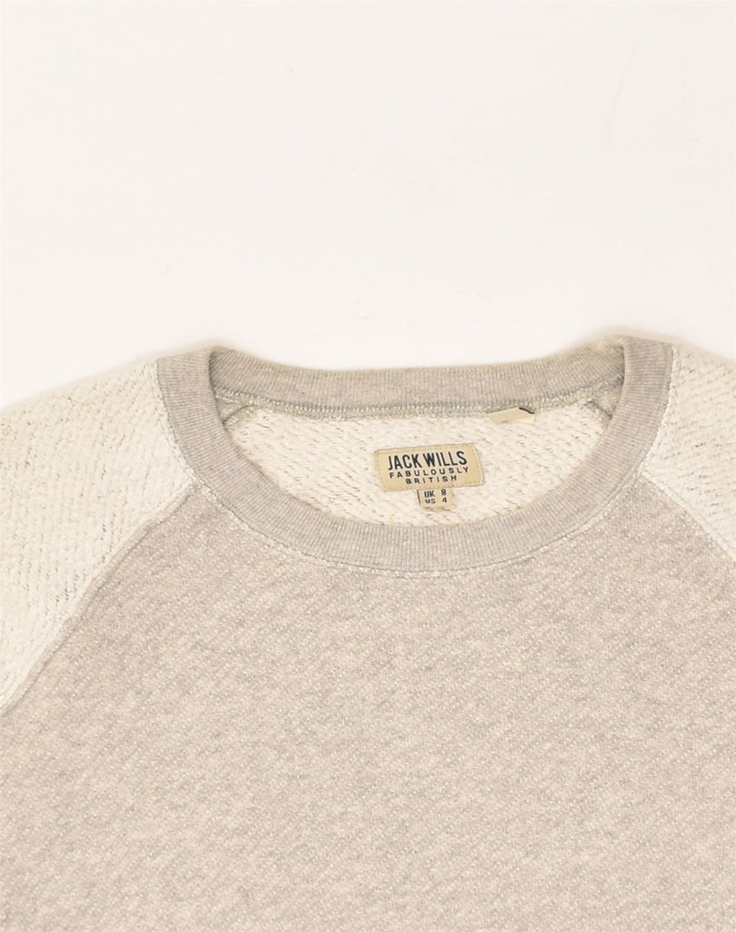 JACK WILLS Womens Sweatshirt Jumper UK 8 Small Grey Colourblock Cotton | Vintage Jack Wills | Thrift | Second-Hand Jack Wills | Used Clothing | Messina Hembry 