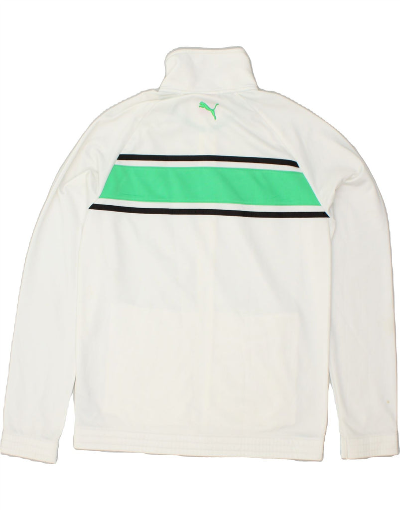 PUMA Mens Graphic Tracksuit Top Jacket Small White Colourblock Polyester | Vintage Puma | Thrift | Second-Hand Puma | Used Clothing | Messina Hembry 