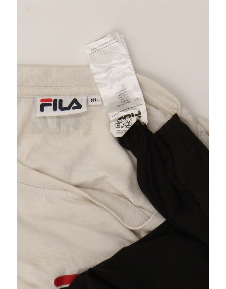 FILA Mens T-Shirt Top XL Black Colourblock Cotton