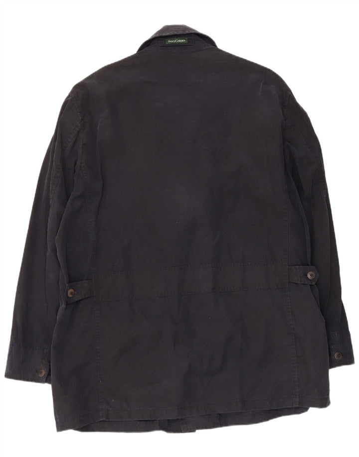 Henry Cottons Mens Rain Jacket IT 50 Large Navy Blue Cotton