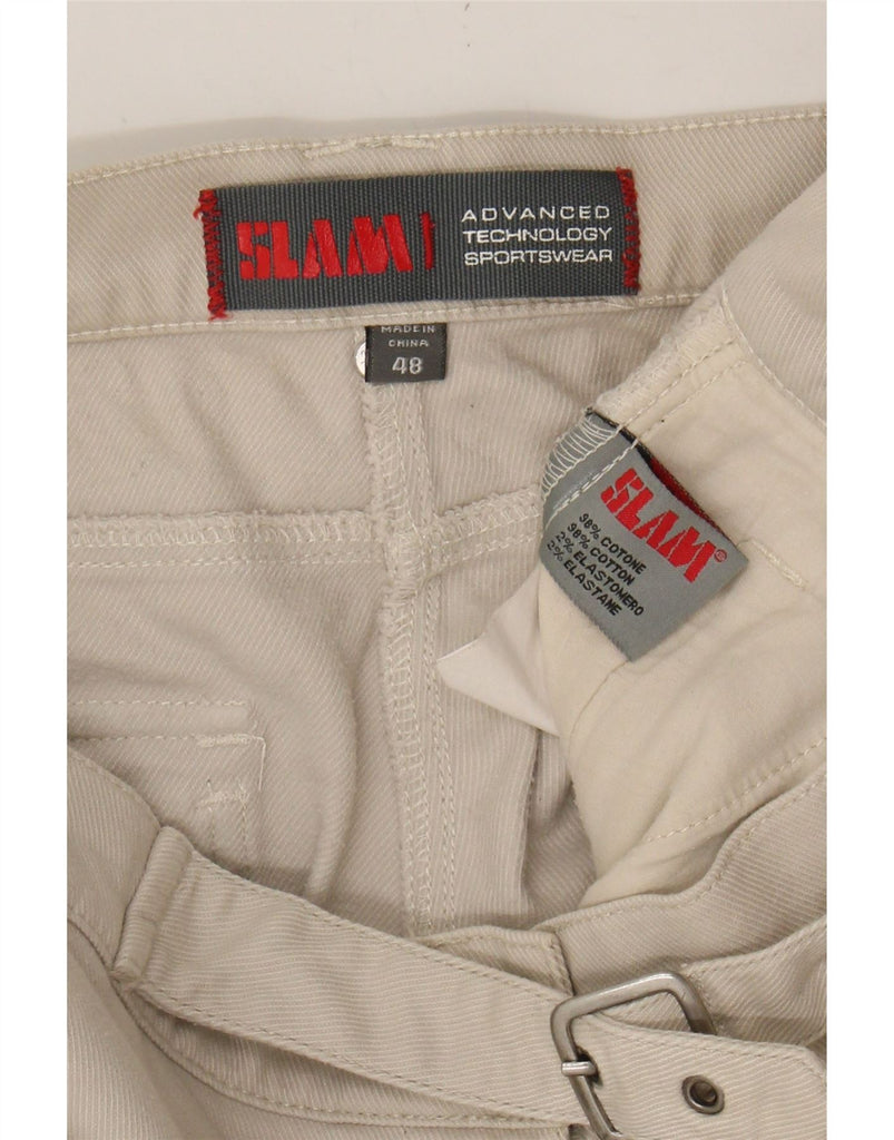 SLAM Womens Straight Cropped Trousers IT 48 XL W36 L23 Off White Cotton Vintage Slam and Second-Hand Slam from Messina Hembry 