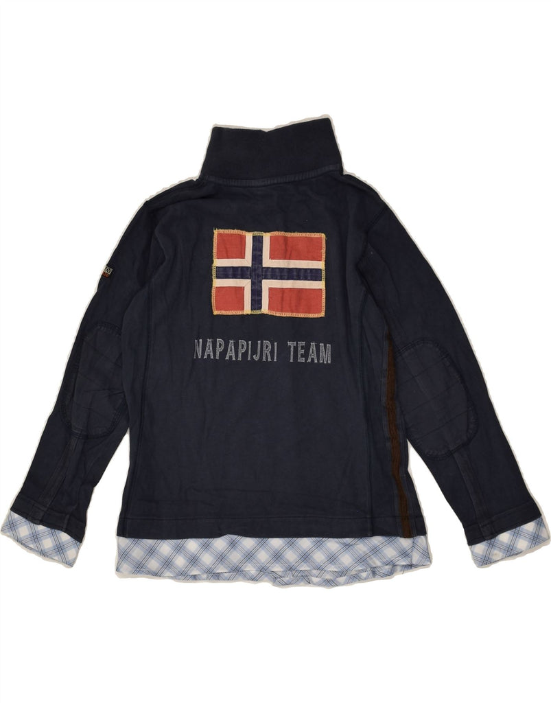 NAPAPIJRI Boys Zip Neck Sweatshirt Jumper 5-6 Years Navy Blue | Vintage Napapijri | Thrift | Second-Hand Napapijri | Used Clothing | Messina Hembry 