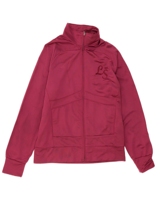LOTTO Womens Tracksuit Top Jacket UK 16 Large Burgundy Polyester