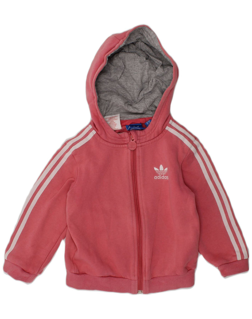 ADIDAS Baby Girls Zip Hoodie Sweater 18-24 Months Pink Cotton | Vintage Adidas | Thrift | Second-Hand Adidas | Used Clothing | Messina Hembry 