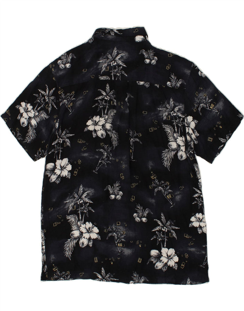 VINTAGE Mens Short Sleeve Shirt Large Black Floral Rayon | Vintage Vintage | Thrift | Second-Hand Vintage | Used Clothing | Messina Hembry 