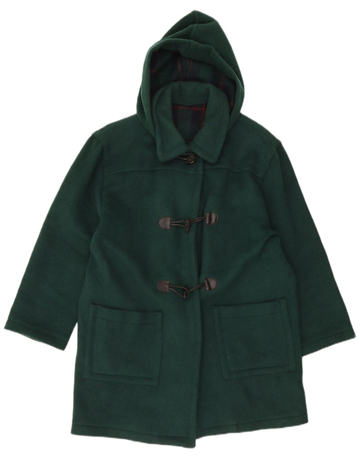 Vintage Womens Hooded Duffle Coat UK 16 Large Green