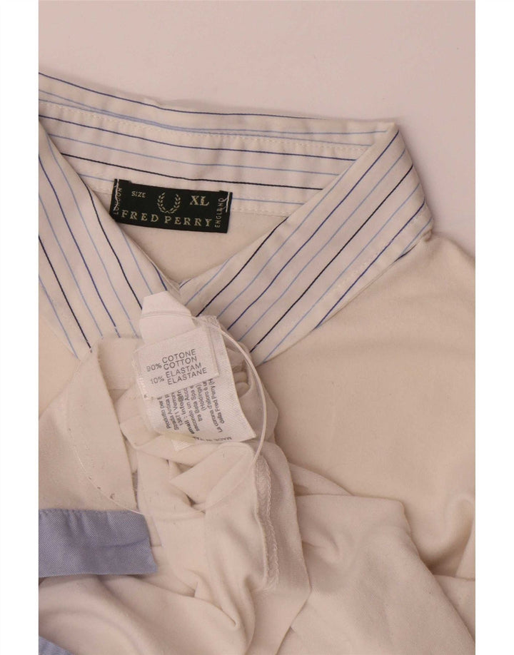 Fred Perry Boys Shirt 15-16 Years White Striped Cotton