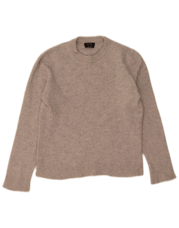 Massimo Dutti Womens Crew Neck Jumper Sweater UK 14 Medium Grey Flecked