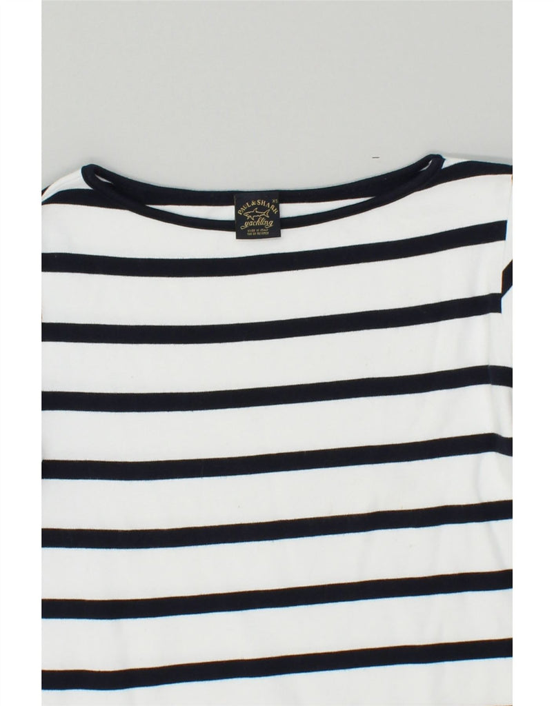 PAUL & SHARK Womens Top Long Sleeve UK 6 XS White Striped Cotton | Vintage Paul & Shark | Thrift | Second-Hand Paul & Shark | Used Clothing | Messina Hembry 