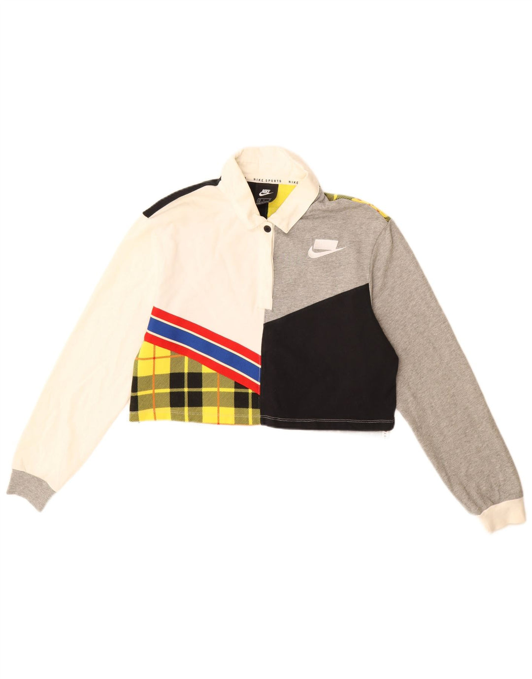 NIKE Womens Oversized Crop Rugby Polo Shirt UK 10 Small Multicoloured