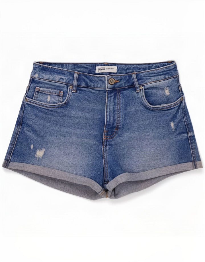 Zara Womens Distressed Denim Shorts EU 40 Medium W30 Blue