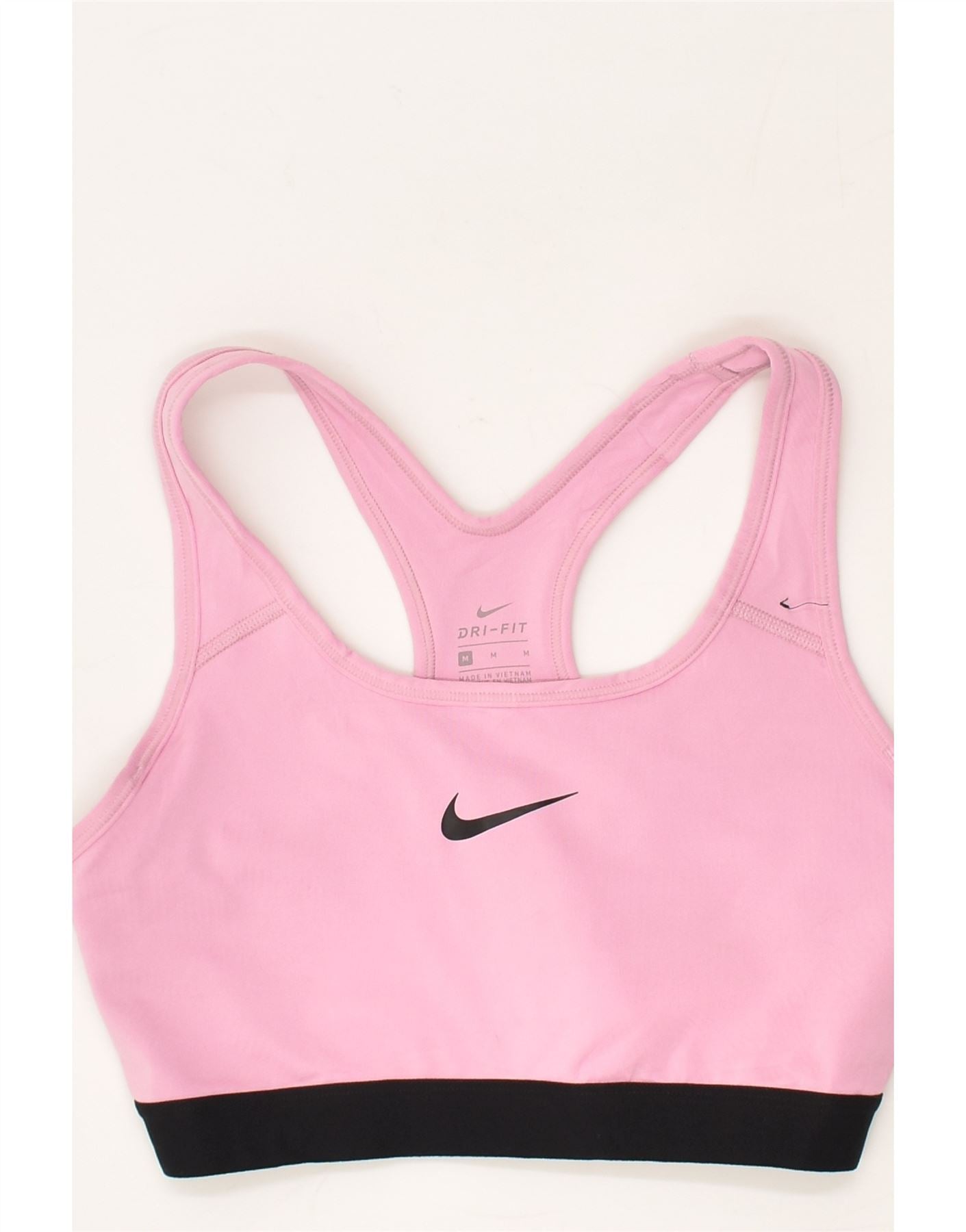NIKE Womens Dri Fit Sport Bra Vest Top UK 12 Medium Pink Polyester