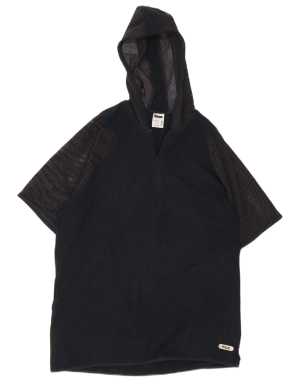 Fila Mens Hooded T-Shirt Top Medium Black Cotton