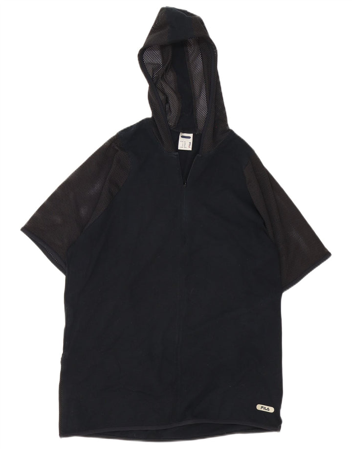 Fila Mens Hooded T-Shirt Top Medium Black Cotton