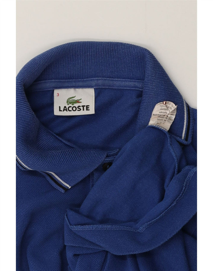 LACOSTE Mens Polo Shirt Size 3 Small Navy Blue Cotton