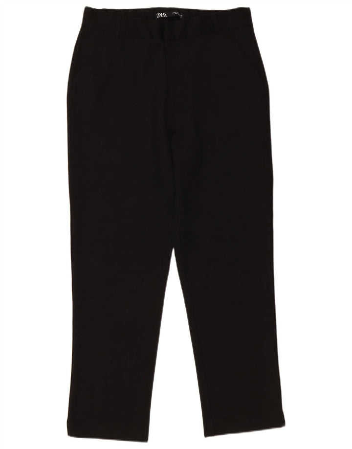 Zara Womens Straight Cropped Trousers Medium W30 L25 Black Polyester