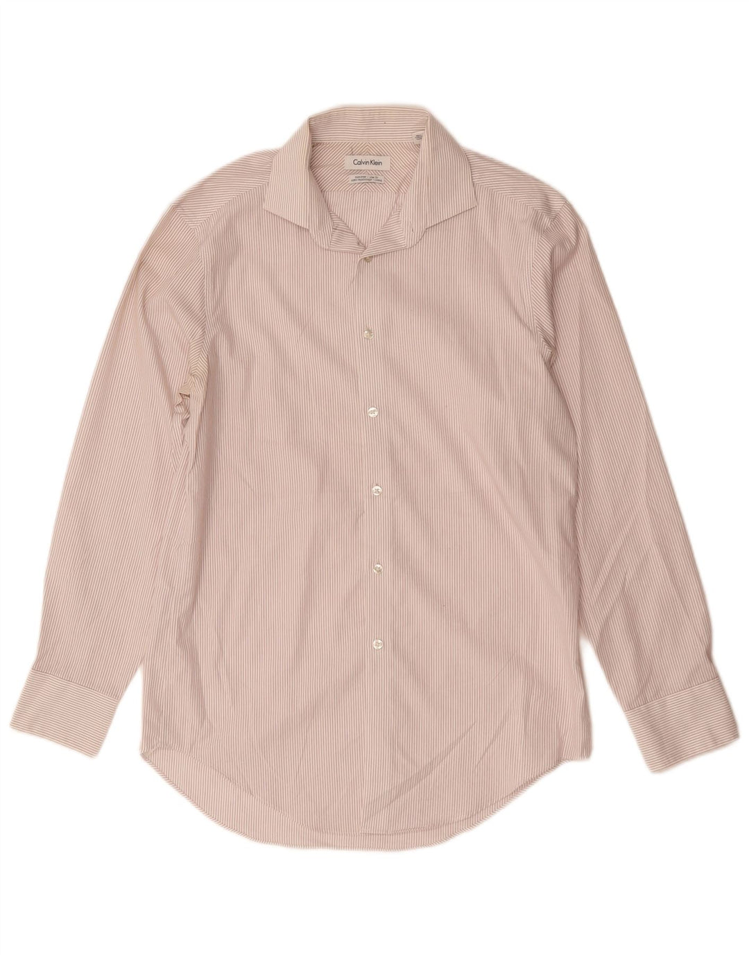CALVIN KLEIN Mens Shirt Size 15 Medium White Pinstripe Cotton