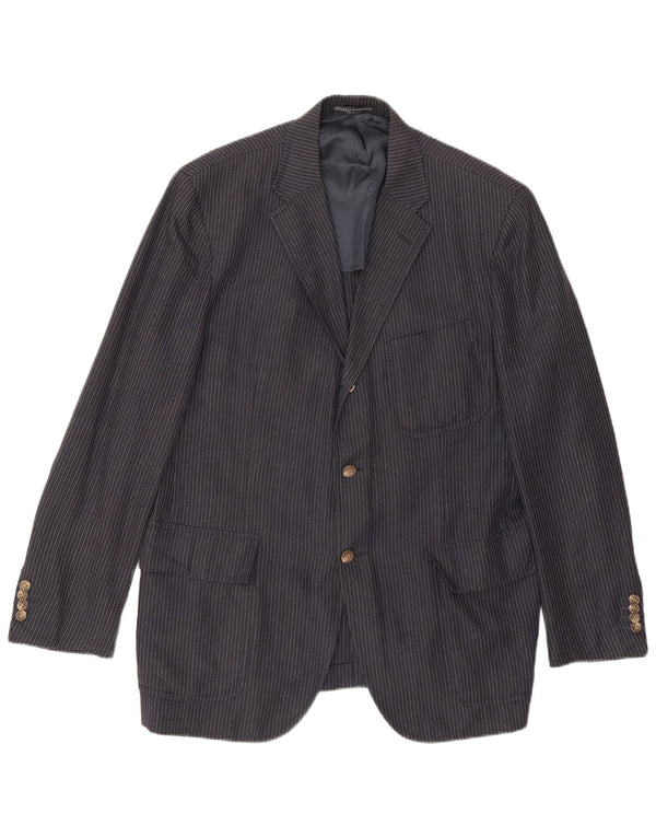 Polo Ralph Lauren Mens Blazer Jacket IT 48 Medium Navy Blue Pinstripe